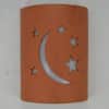 10" Wall Light-Moon and Stars-Low Profile-Open Top Half Round-Terracotta Mica-Indoor-Outdoor