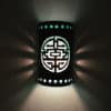 14" Wall Light-Shoji-Circle Borders-Open Top Half Round-Antique Copper-Turquoise Inside-Indoor-Outdoor - Image 2