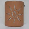 9" Wall Light-Ancient Sun-Open Top Half Round-Brown Mica-Dusk Till Dawn Sensor-Indoor-Outdoor