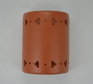 9" Wall Light-Sandia Band Borders-Open Top Half Round-Terracotta-Indoor-Outdoor