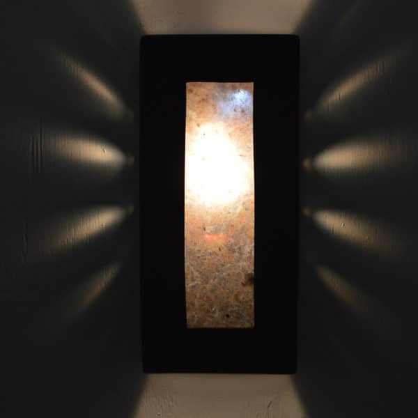 14" Wall Sconce-Picture Window-Low Profile ADA Rectangle-Navy Blue-Silver Mica-Indoor-Outdoor-Open Top - Image 4