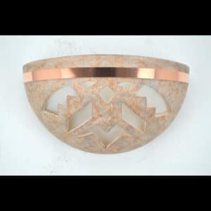 Large Bowl-Shards-Sandstone-Top Copper Band-Indoor-Covered Outdoor-Up Light