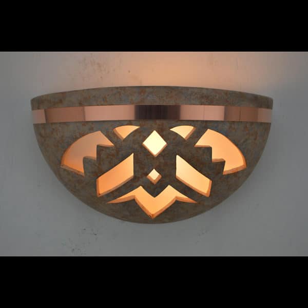 Large Bowl-Shards-Sandstone-Top Copper Band-Indoor-Covered Outdoor-Up Light - Image 2