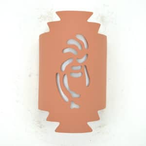12" Wall Light-Kokopelli-Zig Zag Handcut-Terracotta-Indoor-Outdoor