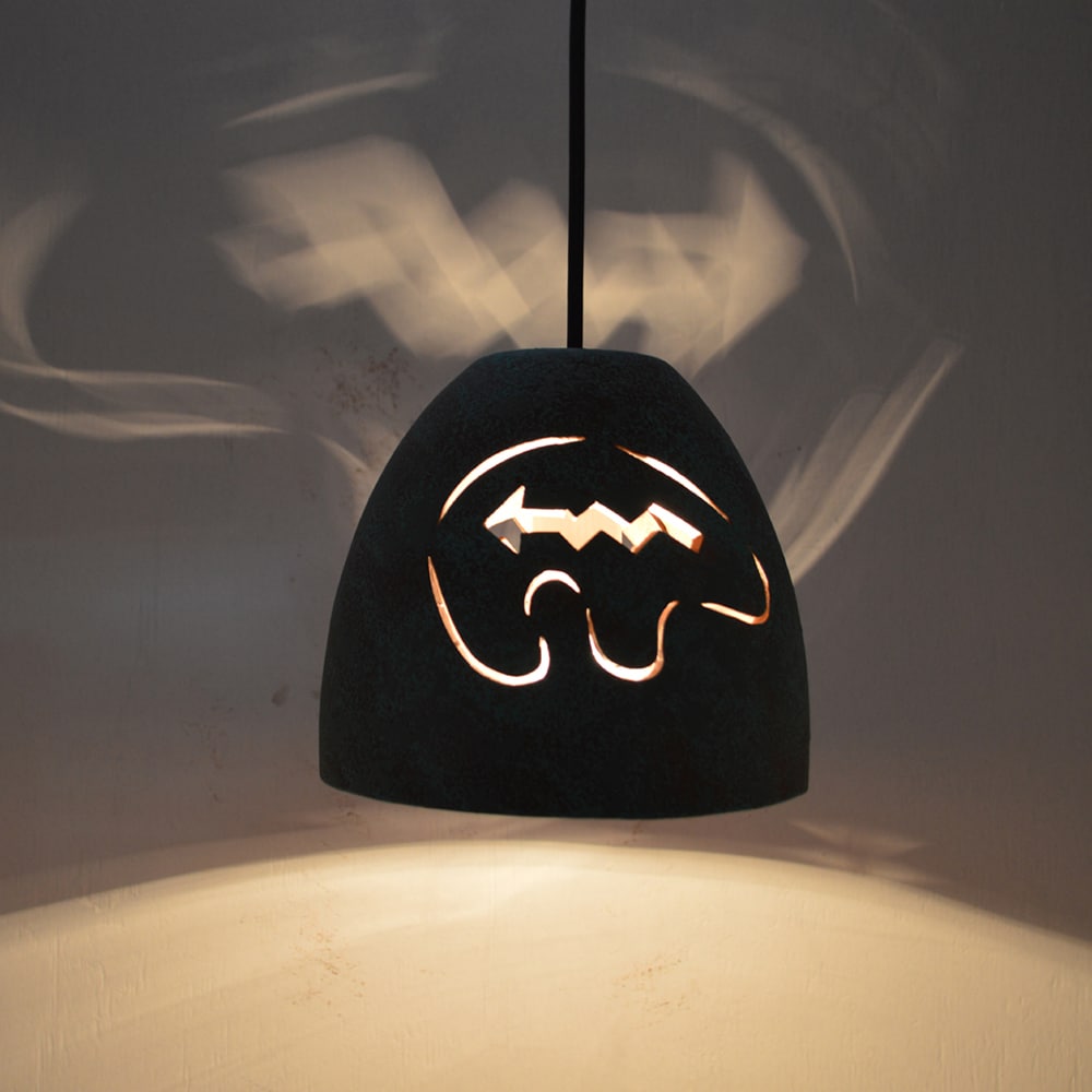 6" Pot Pendant Light- Spirit Bear-Southwest-Raw Turquoise -Indoor - Image 2