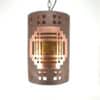 Mission Copper Cover 12' Pendant Amber Mica Lens, Windows top and bottom border design-Black cord and ceiling cap-Interior-Exterior-150 838 O18 665 91AM-