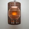 12" Pendant light Mission Copper Cover-Amber Mica-Windows Top and Bottom Border-Black Hardware-Interior-Exterior - Image 2