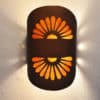 Shield Handcut-Double Fan-Half Round-Brown Mica-Amber Mica-Indoor-Outdoor-lit