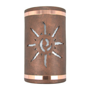 “Quick Ship” – Various Sizes - Wall Sconce - Ancient Sun, Copper Bands, Antique Copper Color