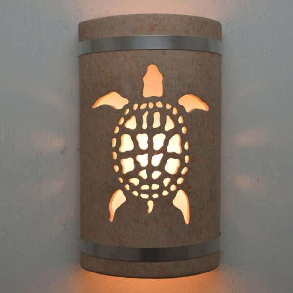 “Quick Ship” – Various Sizes - Sea Turtle Design with Top and Bottom Stainless Steel Bands in Sandstone - Image 2